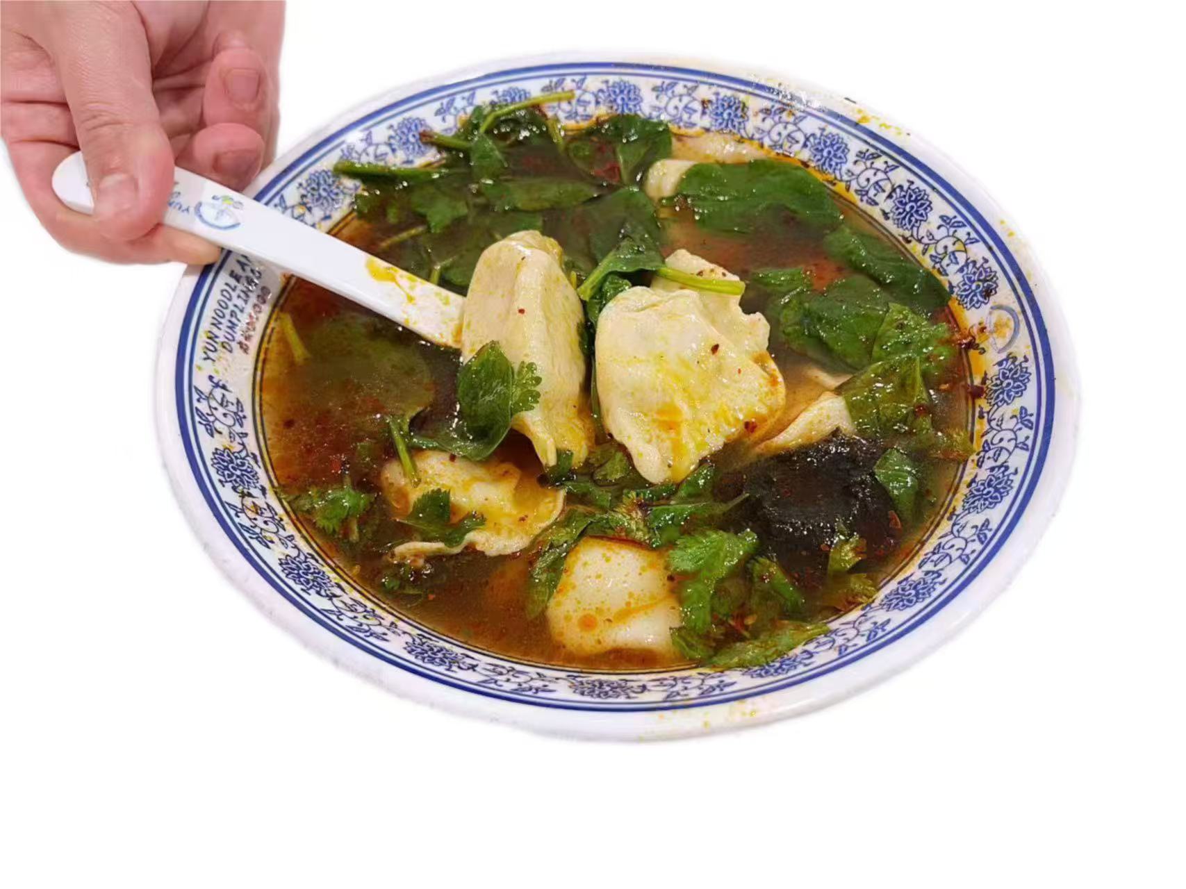 酸辣牛肉汤饺子